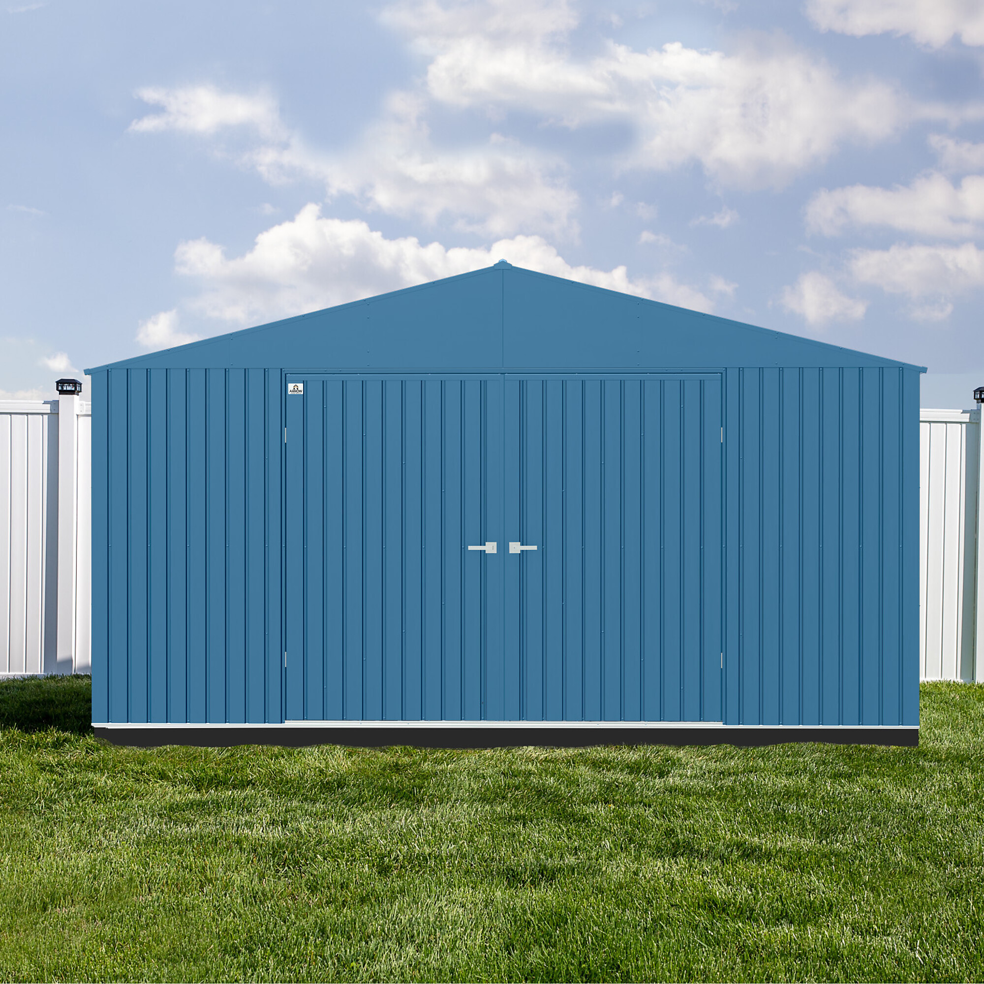 Elite Steel Storage Shed, 14X14, Blue Grey